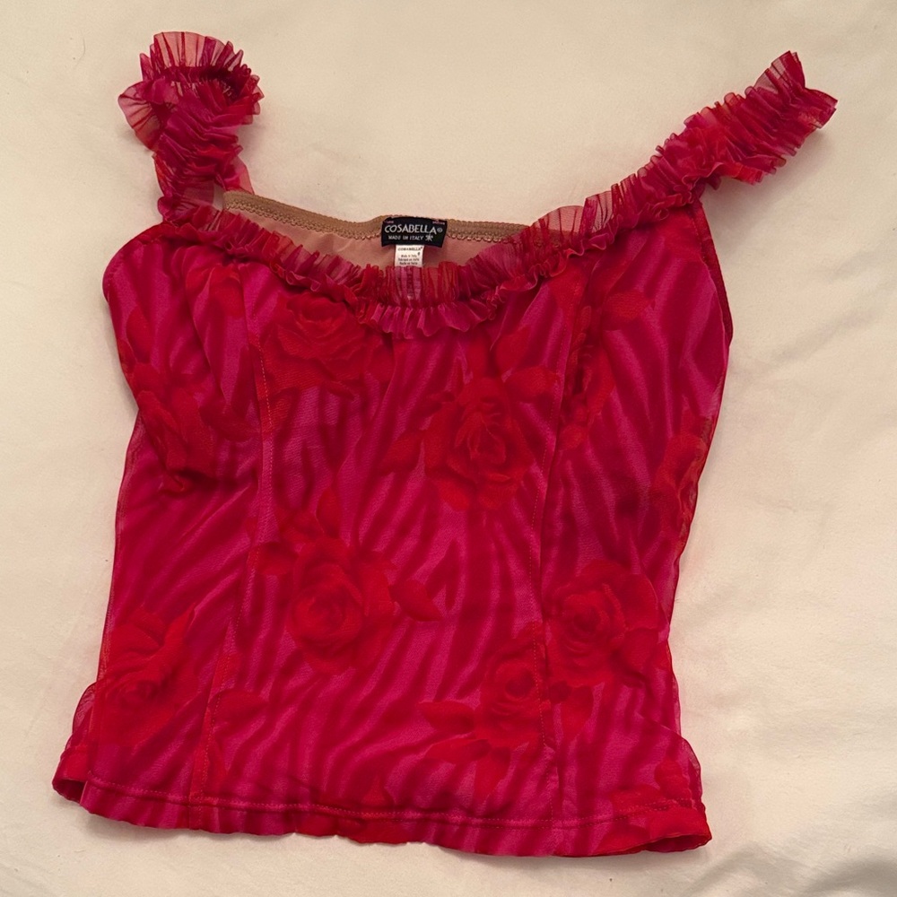 Cosabella Red Floral Tank Top